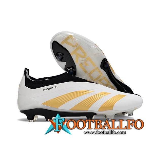 Adidas Botas De Fútbol PREDATOR ELITE LACELESS BOOTS FG Blanco/Amarillo/Negro