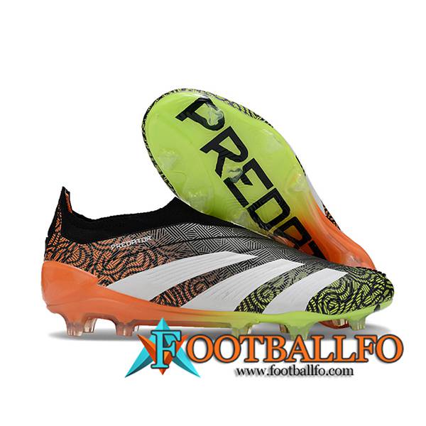 Adidas Botas De Fútbol PREDATOR ELITE LACELESS BOOTS FG Negro/Naranja/Blanco/Verde