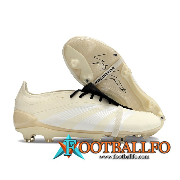 Adidas Botas De Fútbol Predator Elite Tongue FG Beige/Blanco