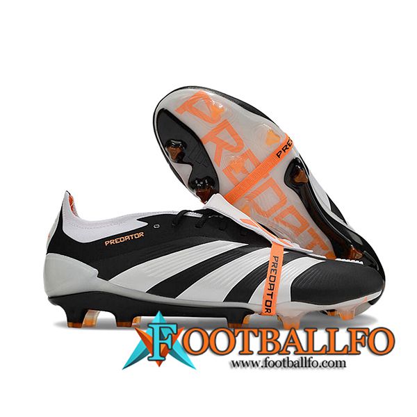 Adidas Botas De Fútbol Predator Elite Tongue FG Negro/Blanco/Naranja