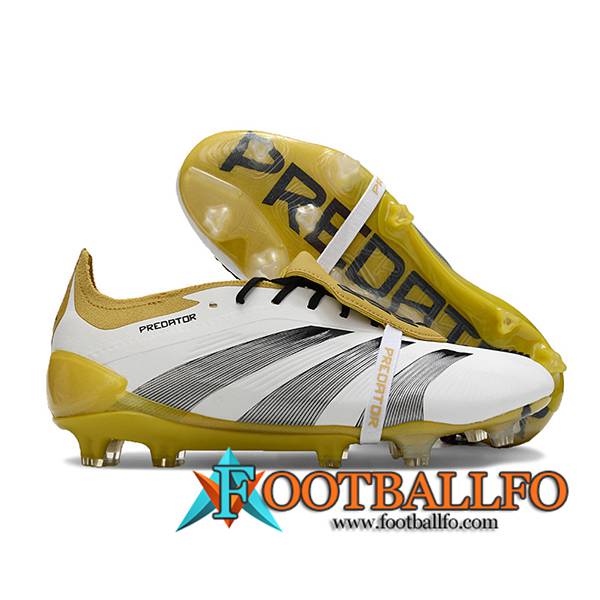 Adidas Botas De Fútbol Predator Elite Tongue FG Blanco/Amarillo/Gris