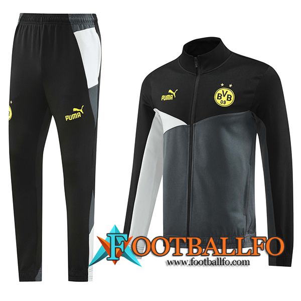 Chandal Equipos De Futbol Chaquetas Futbol Dortmund Negro/Gris/Blanco/Amarillo 2024/2025