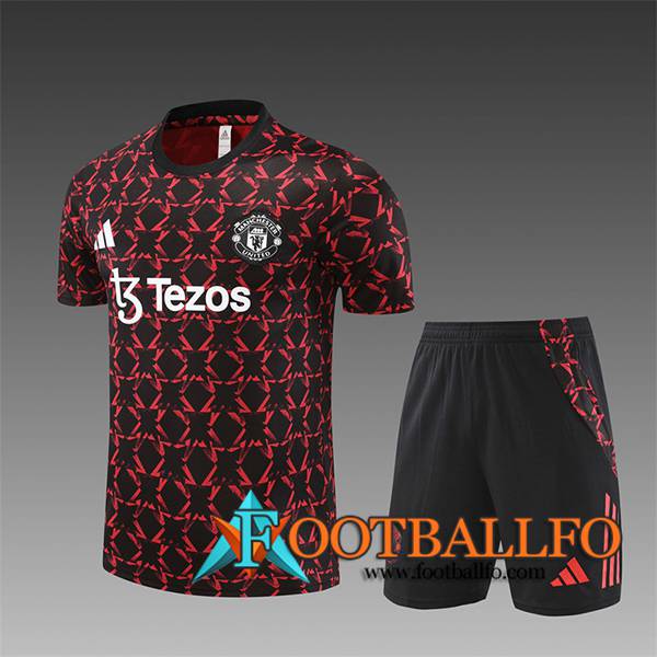 Camiseta Entrenamiento Manchester United Ninos Negro/Rojo 2024/2025