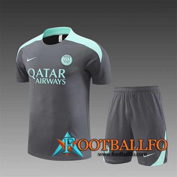 Camiseta Entrenamiento PSG Ninos Gris/Verde 2024/2025