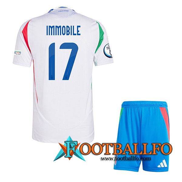 Camisetas De Futbol Italia (IMMOBILE #17) Ninos Segunda UEFA Euro 2024