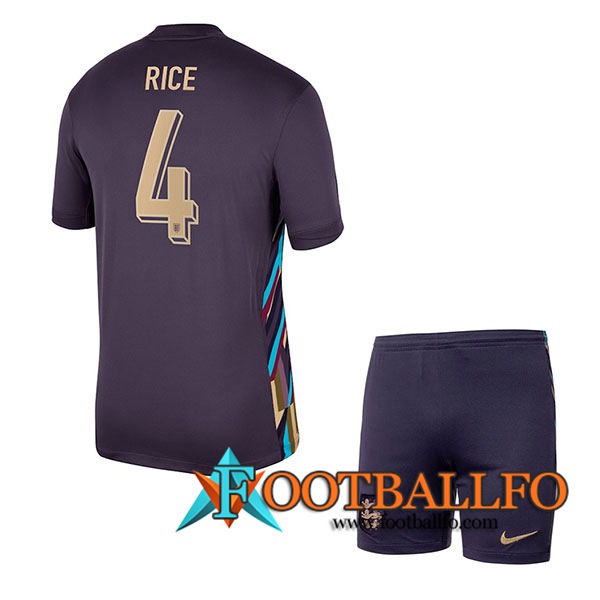 Camisetas De Futbol Inglaterra (RICE #4) Ninos Segunda UEFA Euro 2024