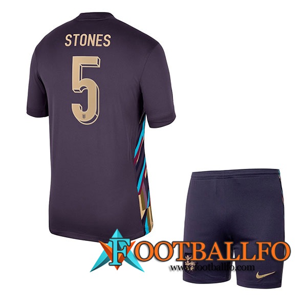 Camisetas De Futbol Inglaterra (STONES #5) Ninos Segunda UEFA Euro 2024