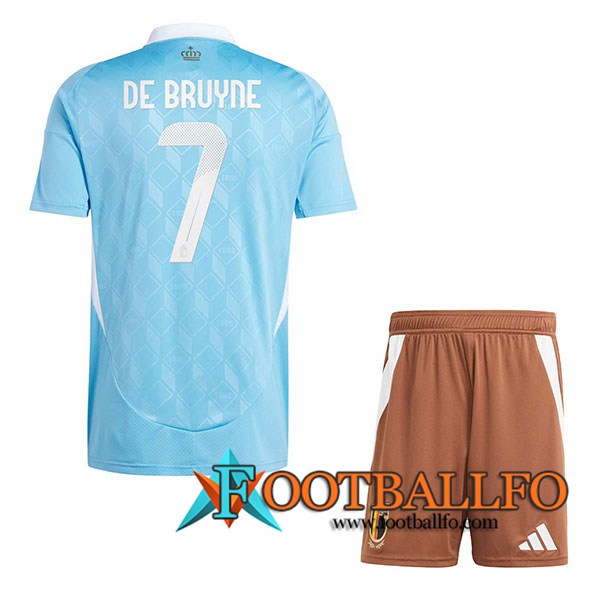 Camisetas De Futbol Bélgica (DE BRUYNE #7) Ninos Segunda UEFA Euro 2024