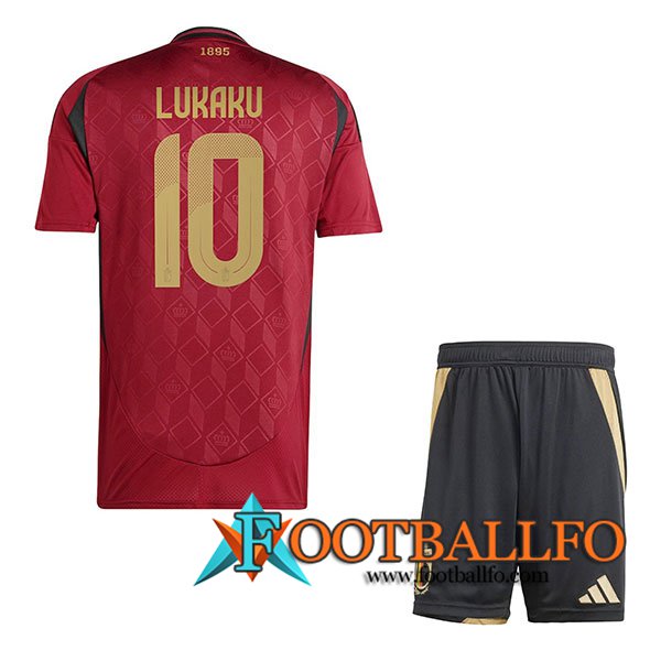 Camisetas De Futbol Bélgica (LUKAKU #10) Ninos Primera UEFA Euro 2024