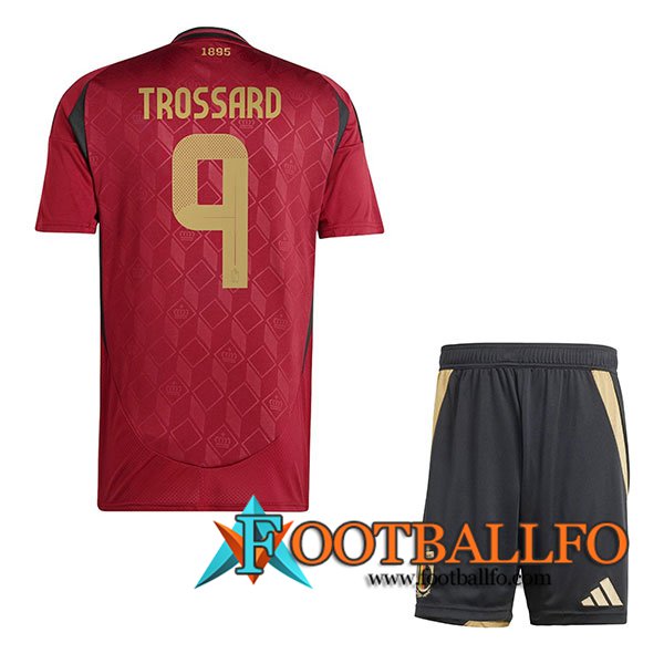 Camisetas De Futbol Bélgica (TROSSARD #9) Ninos Primera UEFA Euro 2024