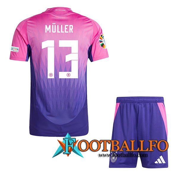 Camisetas De Futbol Alemania (MULLER #13) Ninos Segunda UEFA Euro 2024