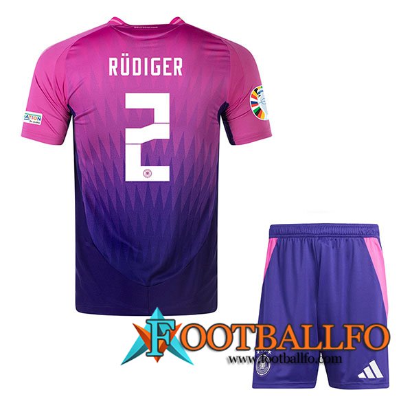 Camisetas De Futbol Alemania (RUDIGER #2) Ninos Segunda UEFA Euro 2024