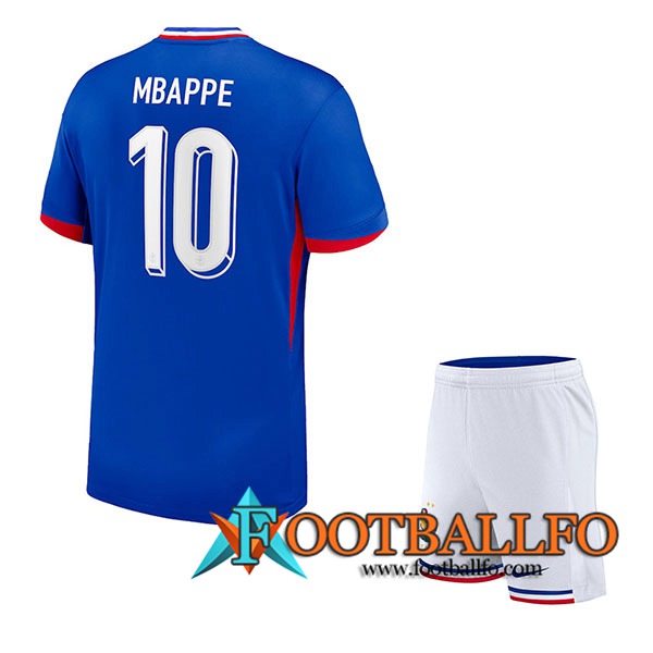 Camisetas De Futbol Francia (MBAPPE #10) Ninos Primera UEFA Euro 2024