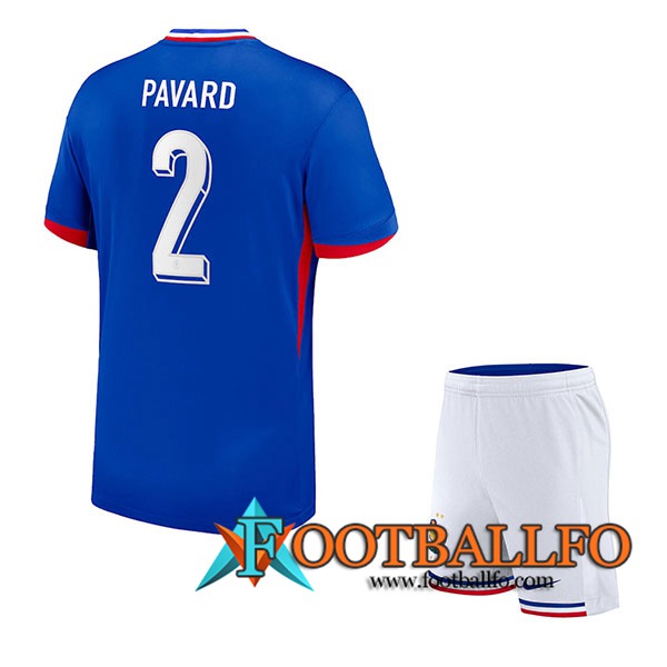 Camisetas De Futbol Francia (PAVARD #2) Ninos Primera UEFA Euro 2024