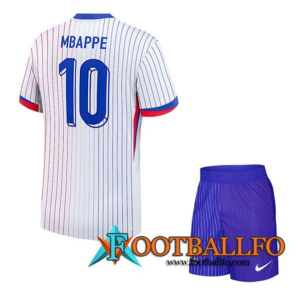 Camisetas De Futbol Francia (MBAPPE #10) Ninos Segunda UEFA Euro 2024