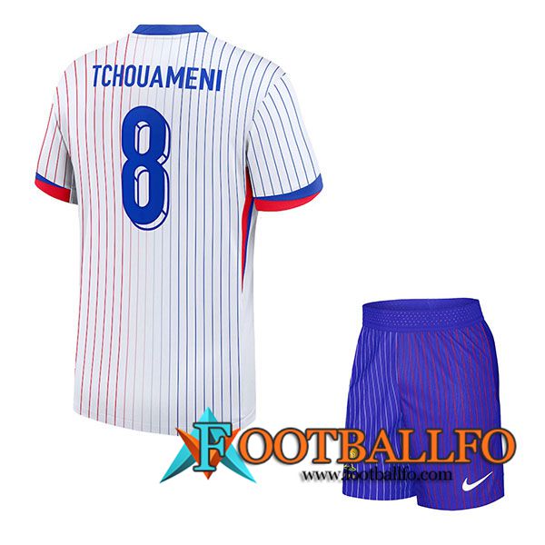 Camisetas De Futbol Francia (TCHOUAMENI #8) Ninos Segunda UEFA Euro 2024