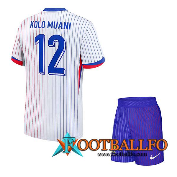 Camisetas De Futbol Francia (KOLO MUANI #12) Ninos Segunda UEFA Euro 2024