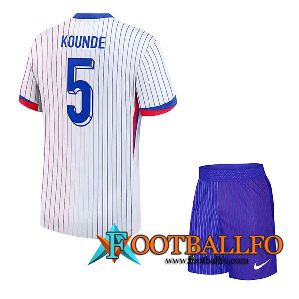 Camisetas De Futbol Francia (KOUNDE #5) Ninos Segunda UEFA Euro 2024