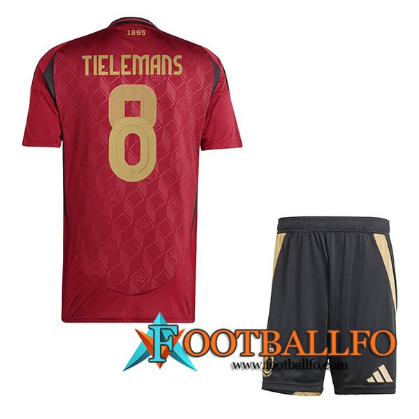 Camisetas De Futbol Bélgica (TIELEMANS #8) Ninos Primera UEFA Euro 2024