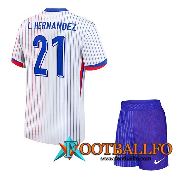 Camisetas De Futbol Francia (L. HERNANDEZ #21) Ninos Segunda UEFA Euro 2024