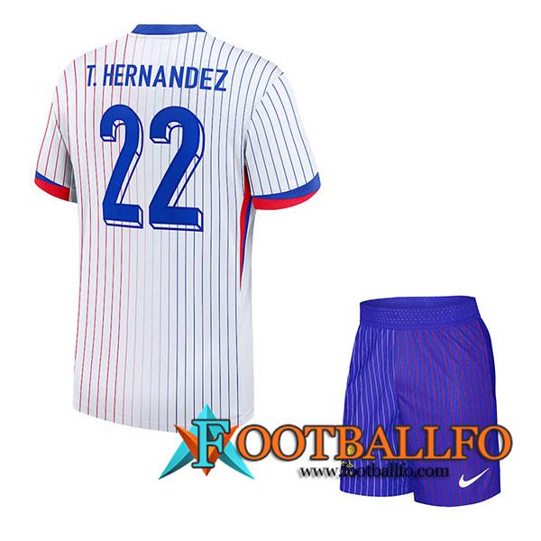 Camisetas De Futbol Francia (T. HERNANDEZ #22) Ninos Segunda UEFA Euro 2024