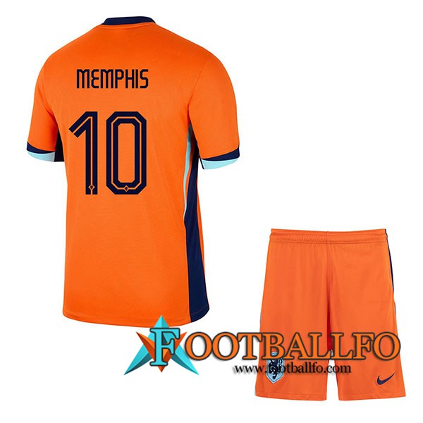 Camisetas De Futbol Países Bajos (MEMPHIS #10) Ninos Primera UEFA Euro 2024