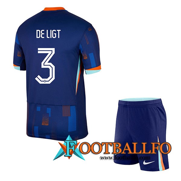 Camisetas De Futbol Países Bajos (DE LIGT #3) Ninos Segunda UEFA Euro 2024