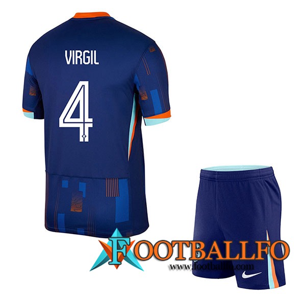 Camisetas De Futbol Países Bajos (VIRGIL #4) Ninos Segunda UEFA Euro 2024