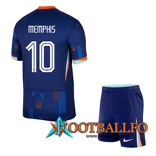 Camisetas De Futbol Países Bajos (MEMPHIS #10) Ninos Segunda UEFA Euro 2024