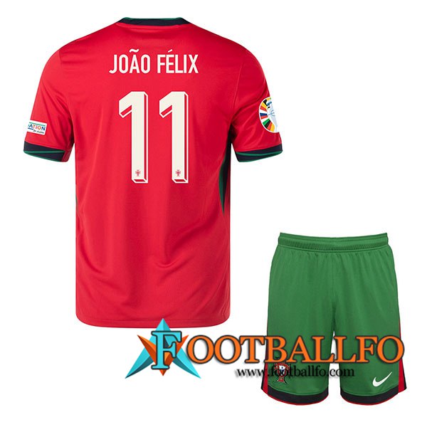 Camisetas De Futbol Portugal (JOA0 FELIX #11) Ninos Primera UEFA Euro 2024