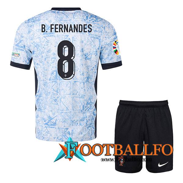 Camisetas De Futbol Portugal (B. FERNANDES #8) Ninos Segunda UEFA Euro 2024