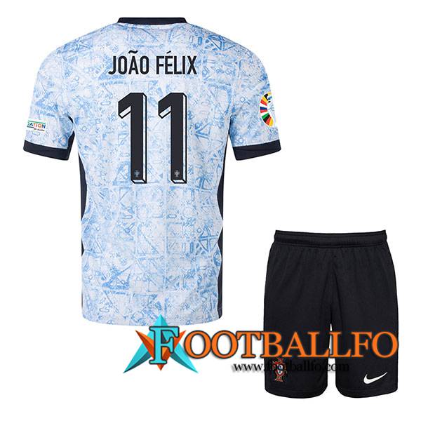 Camisetas De Futbol Portugal (JOA0 FELIX #11) Ninos Segunda UEFA Euro 2024