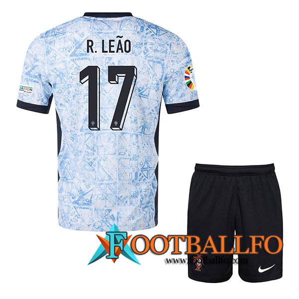 Camisetas De Futbol Portugal (R. LEAO #17) Ninos Segunda UEFA Euro 2024