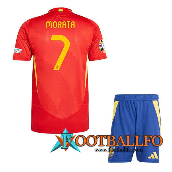 Camisetas De Futbol España (MORATA #7) Ninos Primera UEFA Euro 2024