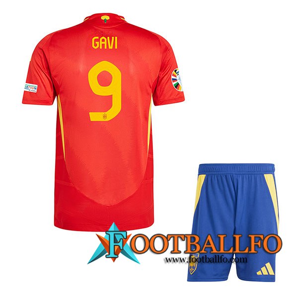 Camisetas De Futbol España (GAVI #9) Ninos Primera UEFA Euro 2024