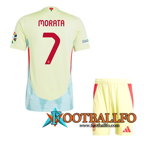 Camisetas De Futbol España (MORATA #7) Ninos Segunda UEFA Euro 2024