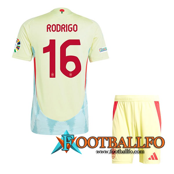 Camisetas De Futbol España (RODRIGO #16) Ninos Segunda UEFA Euro 2024