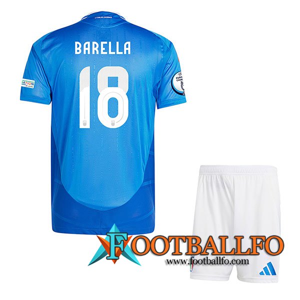 Camisetas De Futbol Italia (BARELLA #18) Ninos Primera UEFA Euro 2024