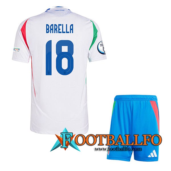 Camiseta Equipo Nacional Italia (BARELLA #18) Ninos 2024/2025 Segunda