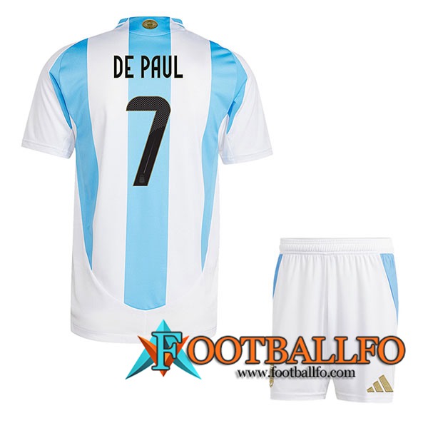 Camiseta Equipo Nacional Argentina (DE PAUL #7) Ninos 2024/2025 Primera