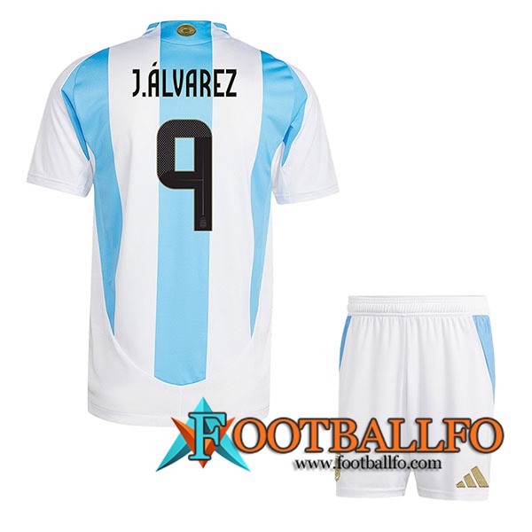 Camiseta Equipo Nacional Argentina (J.ALVAREZ #9) Ninos 2024/2025 Primera