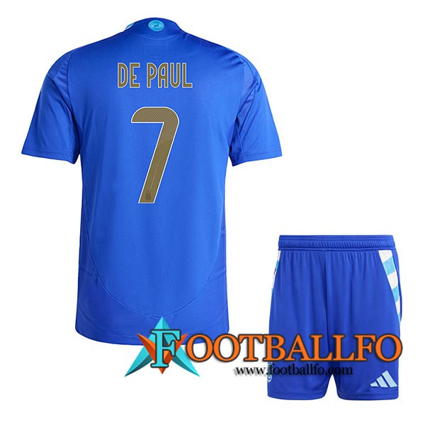 Camiseta Equipo Nacional Argentina (DE PAUL #7) Ninos 2024/2025 Segunda