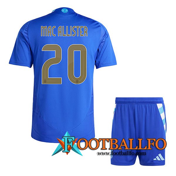 Camiseta Equipo Nacional Argentina (MAC ALLISTER #20) Ninos 2024/2025 Segunda