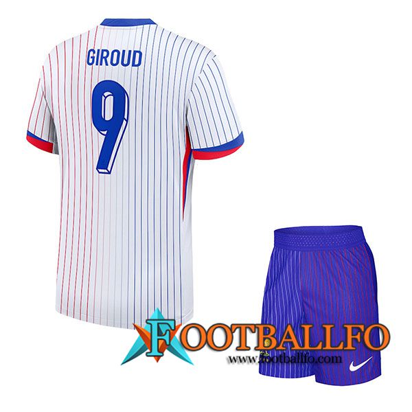 Camiseta Equipo Nacional Francia (GIROUD #9) Ninos 2024/2025 Segunda