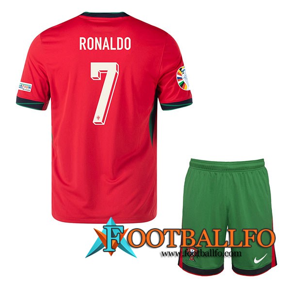 Camiseta Equipo Nacional Portugal (RONALDO #7) Ninos 2024/2025 Primera