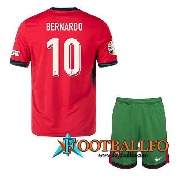 Camiseta Equipo Nacional Portugal (BERNARDO #10) Ninos 2024/2025 Primera