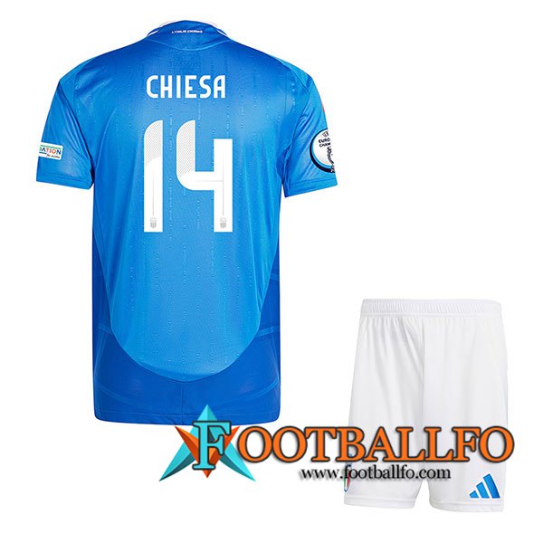 Camiseta Equipo Nacional Italia (CHIESA #14) Ninos 2024/2025 Primera