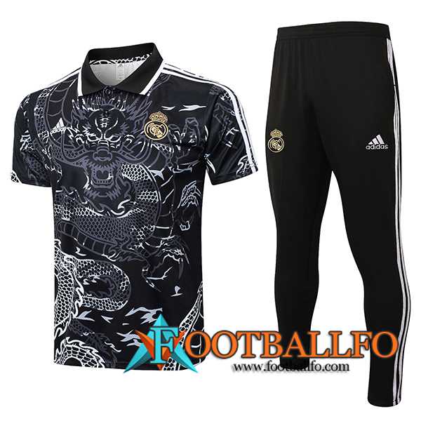 Camiseta Polo Real Madrid Negro/Blanco 2024/2025