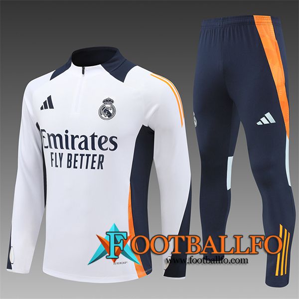 Chandal Equipos De Futbol Real Madrid Ninos Blanco/Naranja/Azul 2024/2025