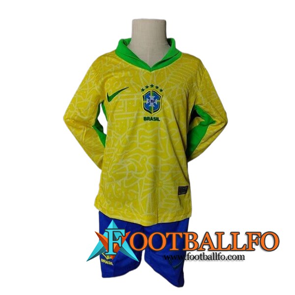 Camisetas De Futbol Brasil Ninos Primera Manga Largas 2024/2025